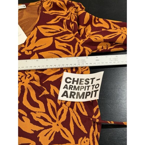 NWT Zara Jacquard Red Orange Floral Wrap Cardigan Sweater Jacket Womens Medium - Picture 9 of 10